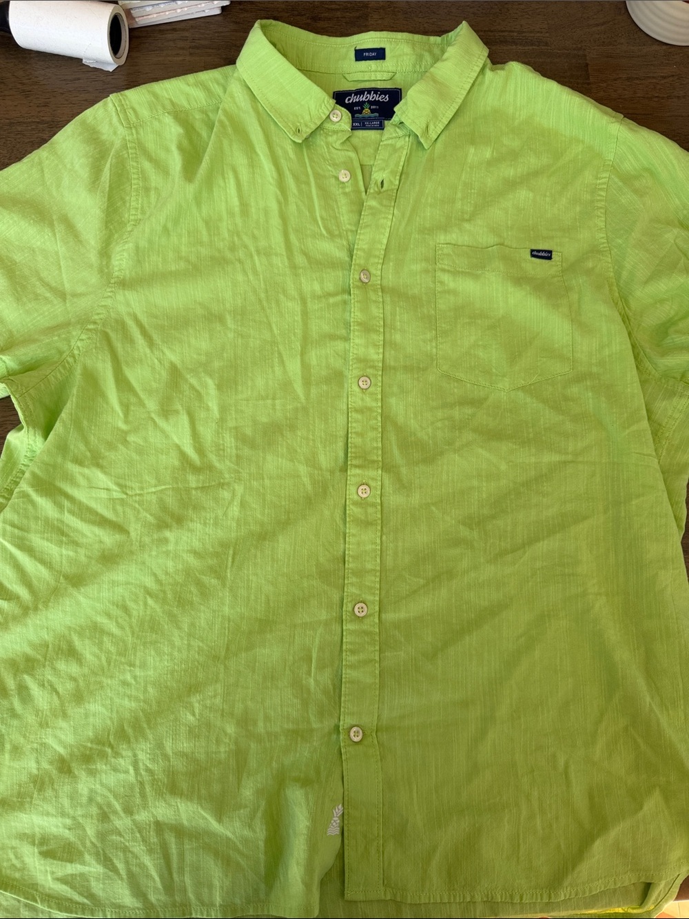 chubbies Bright Lime Green Short-Sleeve Button-Down Shirt
